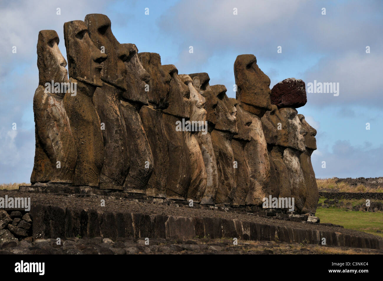 Osterinsel Rapa Nui Ahu Tongariki Moai Stockfoto