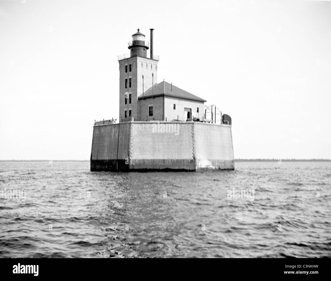 Hafen Austin Reef Leuchtturm, Lake Huron, Michigan USA, ca. 1905 Stockfoto