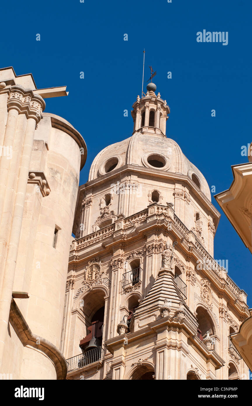 Murcia Glockenturm der Kathedrale, Plaza del Cardinal Belluga, Stadt Murcia, Süd Ost Spanien, Europa Stockfoto