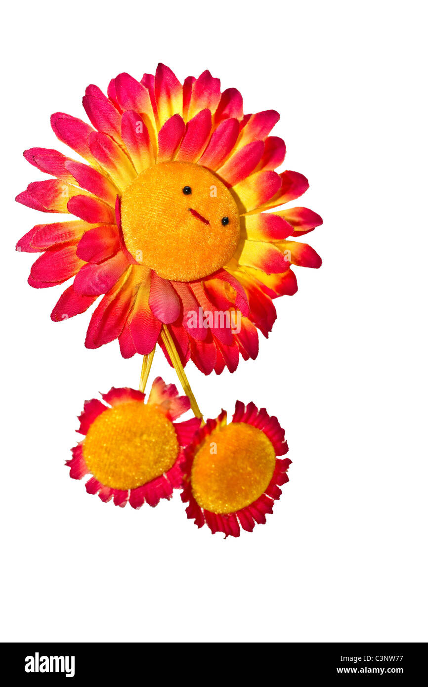 Isolierte Spielzeug von lächelnden Sonnenblumen, ein Geschenk zum Muttertag Stockfoto