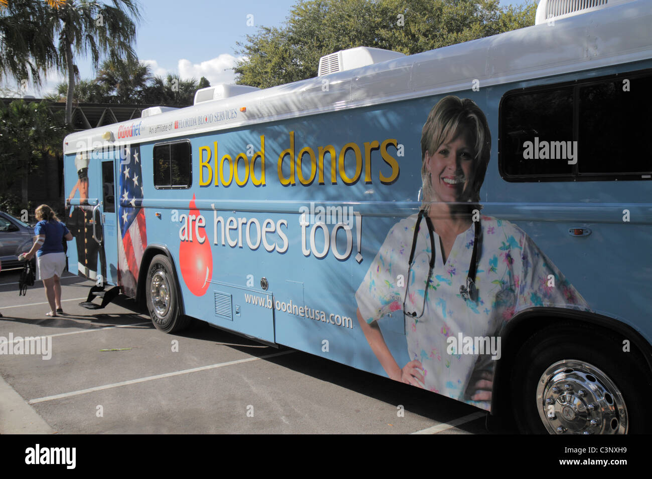 Lakeland Florida, mobile Blutspendereinheit, Fahrzeug, Bank, Bank, Spendenfahrt, Besucher reisen Reise touristischer Tourismus Wahrzeichen Kultur Stockfoto