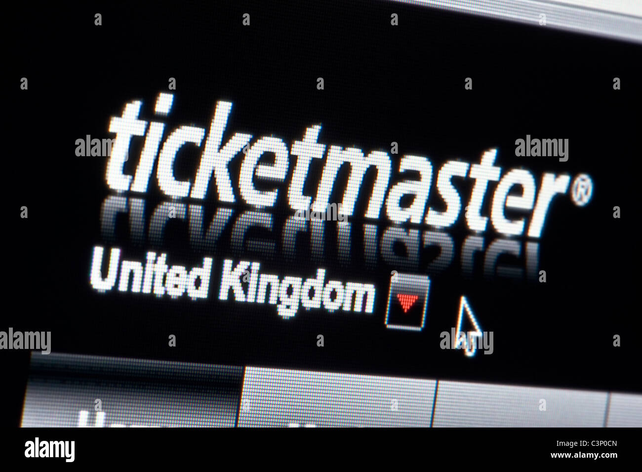 Nahaufnahme von Ticketmaster-Logo auf ihrer Website gesehen. (Nur zur redaktionellen Verwendung: print, TV, e-Book und redaktionelle Webseite). Stockfoto