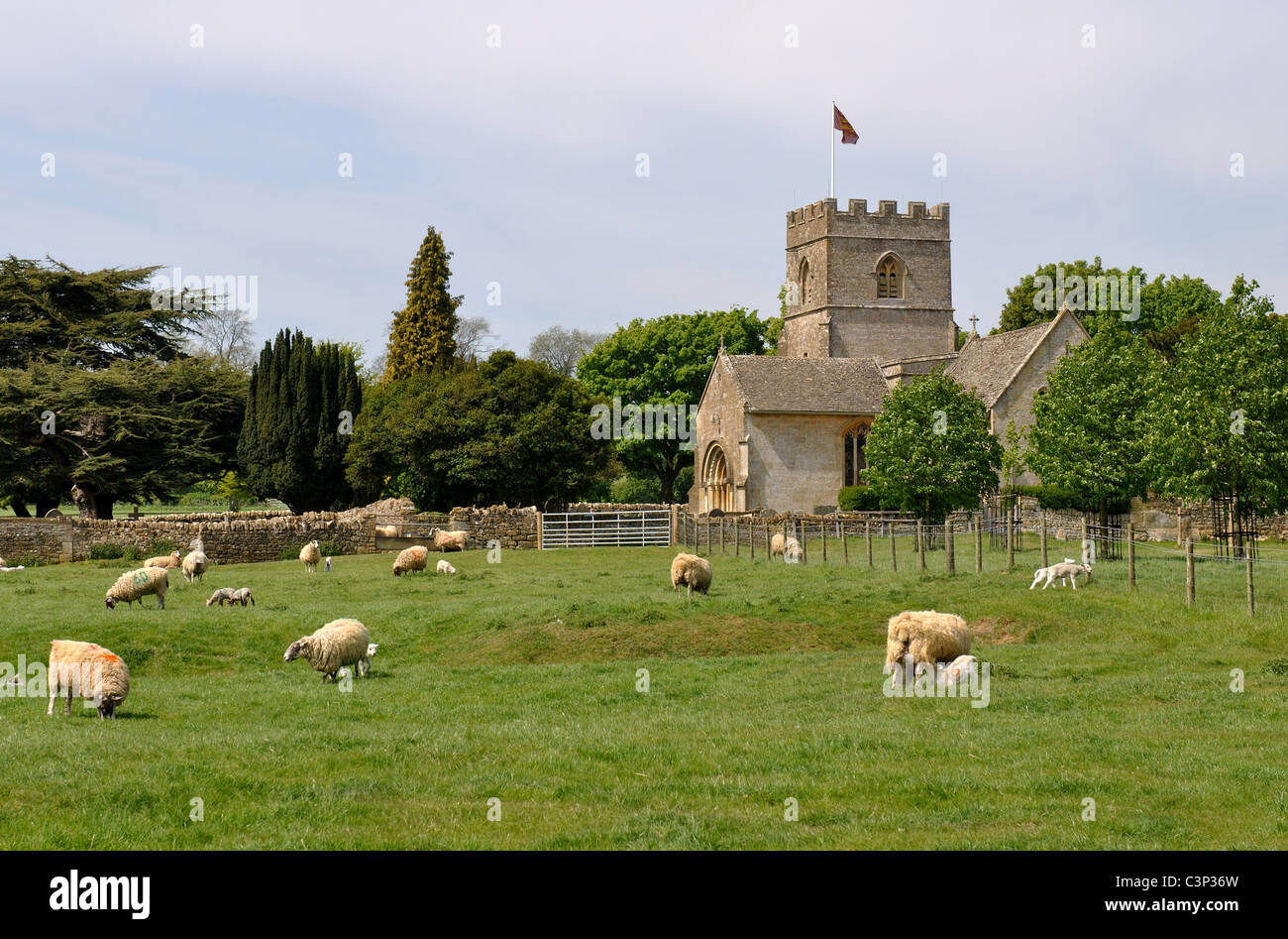St. Michael und alle Engel Kirche, Guiting Power, Gloucestershire, England, Vereinigtes Königreich Stockfoto
