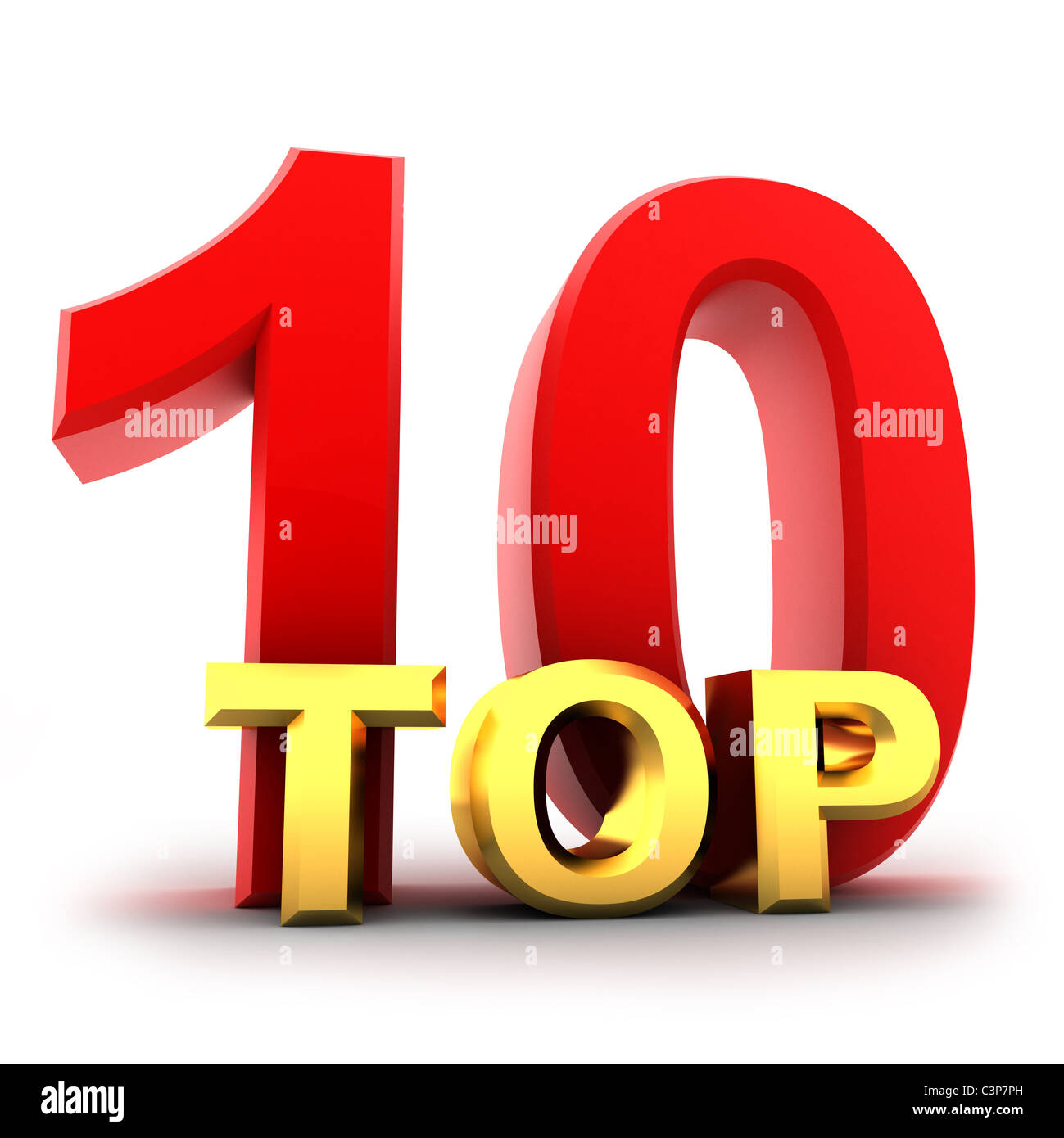 Top 10 der Bestes (isoliert, fertig in 3d) Stockfoto