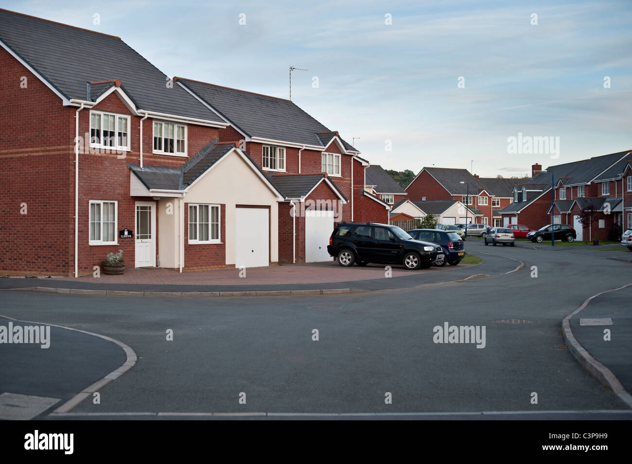 einer modernen privaten Wohnsiedlung, Aberystwyth Wales UK Stockfoto