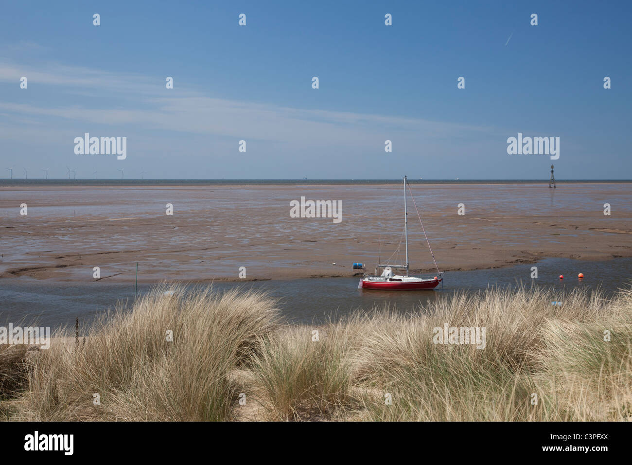 Der Fluss Alt trifft den Fluss Mersey an Hightown Stockfoto