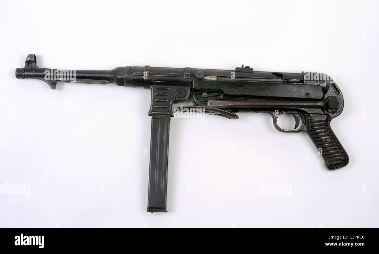 Der berühmte deutsche Maschinenpistole MP 40 Schmeisser Sub Maschinengewehr SMG WW11. Stockfoto