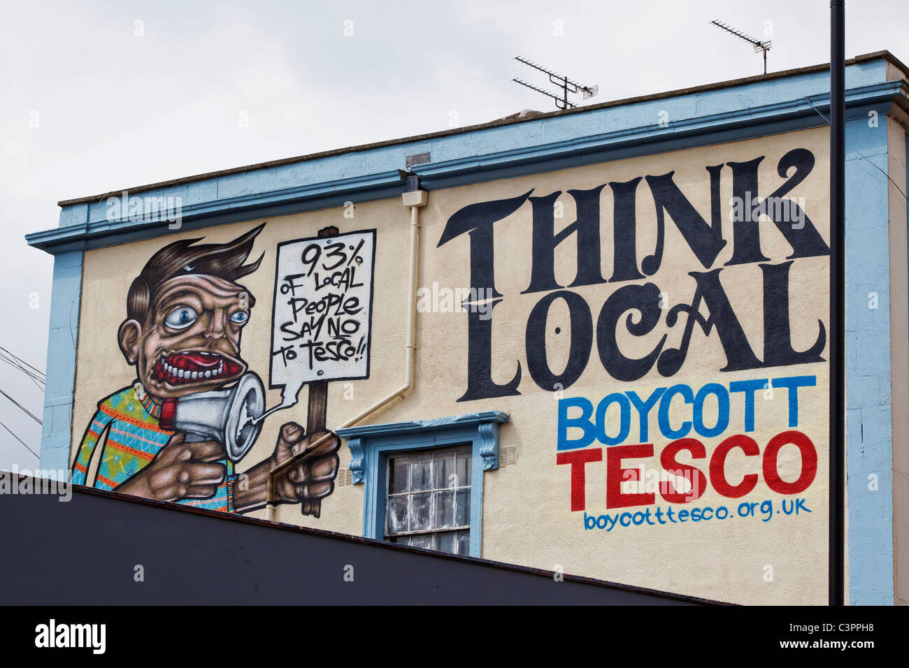 Menschen in den Streik zu verhindern, bauen Tesco anstelle von Hamilton House in Bristol Stockfoto