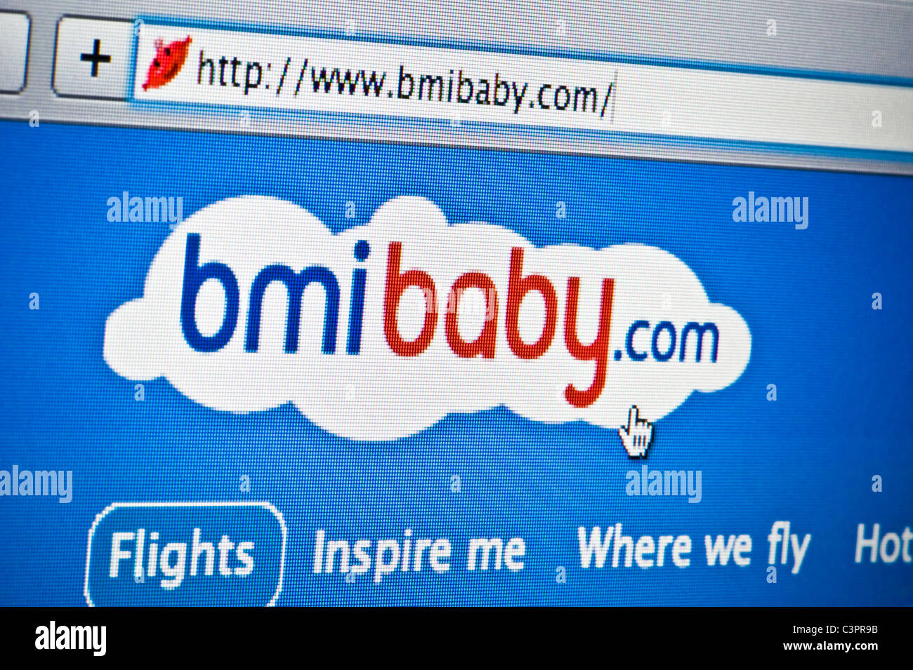 Nahaufnahme von Bmibaby Logo wie auf ihrer Website zu sehen. (Nur zur redaktionellen Verwendung: print, TV, e-Book und redaktionelle Webseite). Stockfoto