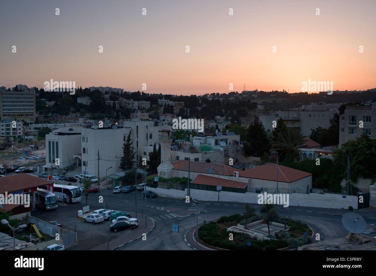 Sonnenaufgang in der Altstadt von Jerusalem in Israel. Stockfoto