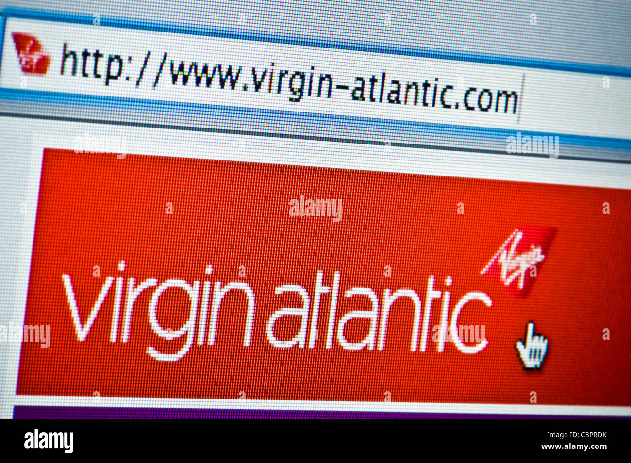 Nahaufnahme von der Virgin Atlantic Logo wie auf ihrer Website zu sehen. (Nur zur redaktionellen Verwendung: print, TV, e-Book und redaktionelle Webseite). Stockfoto