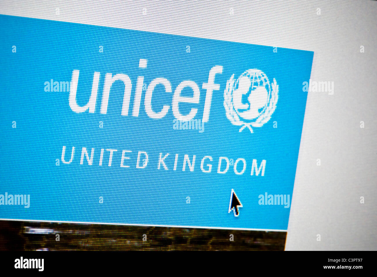 Nahaufnahme von der UNICEF-Logo, wie auf ihrer Website zu sehen. (Nur zur redaktionellen Verwendung: print, TV, e-Book und redaktionelle Webseite). Stockfoto