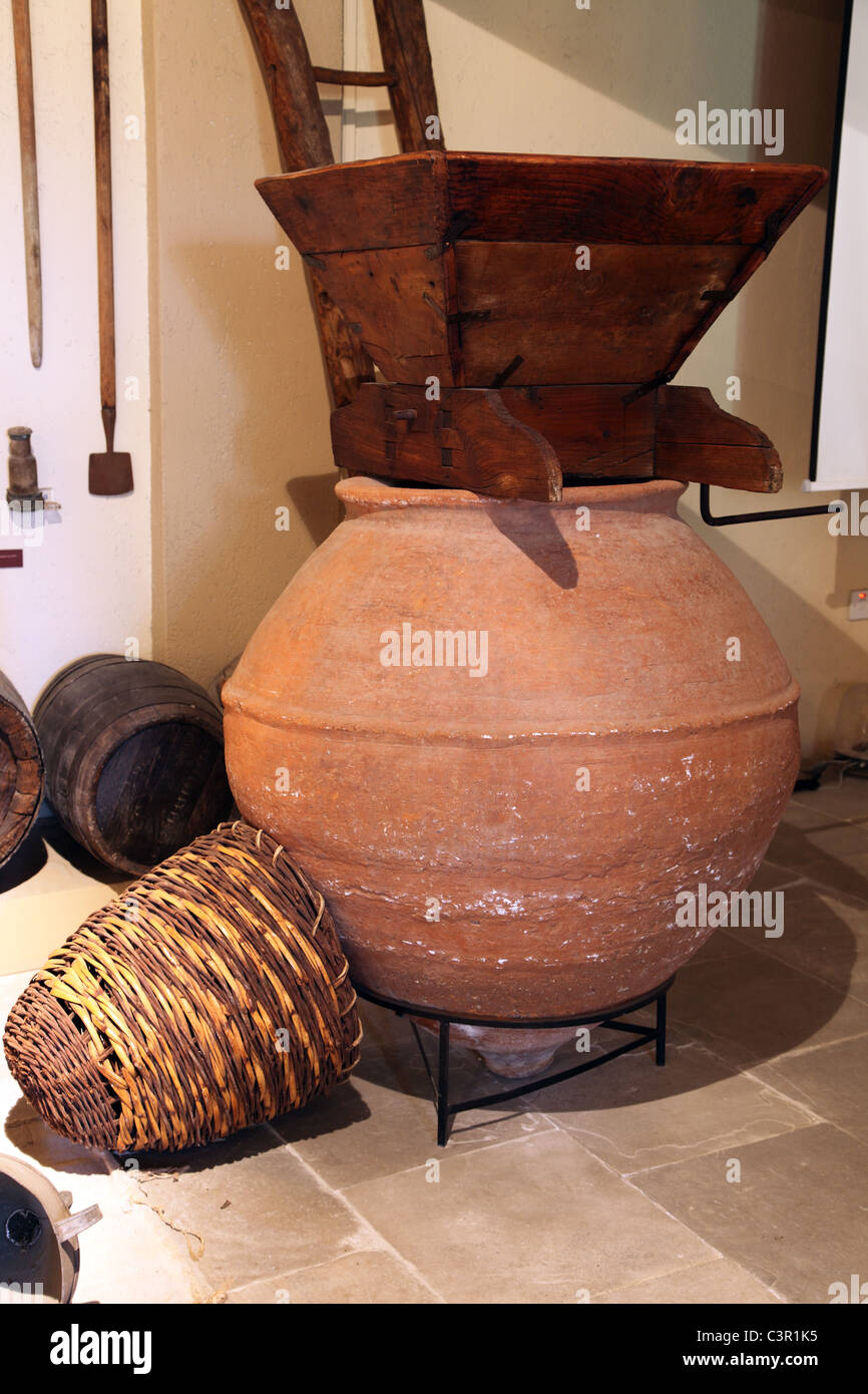 alte Weinpresse, Zypern Weinmuseum Stockfoto