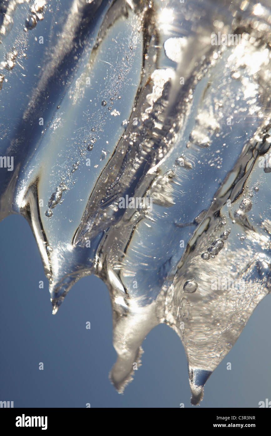 Nahaufnahme von Eiszapfen. Stockfoto