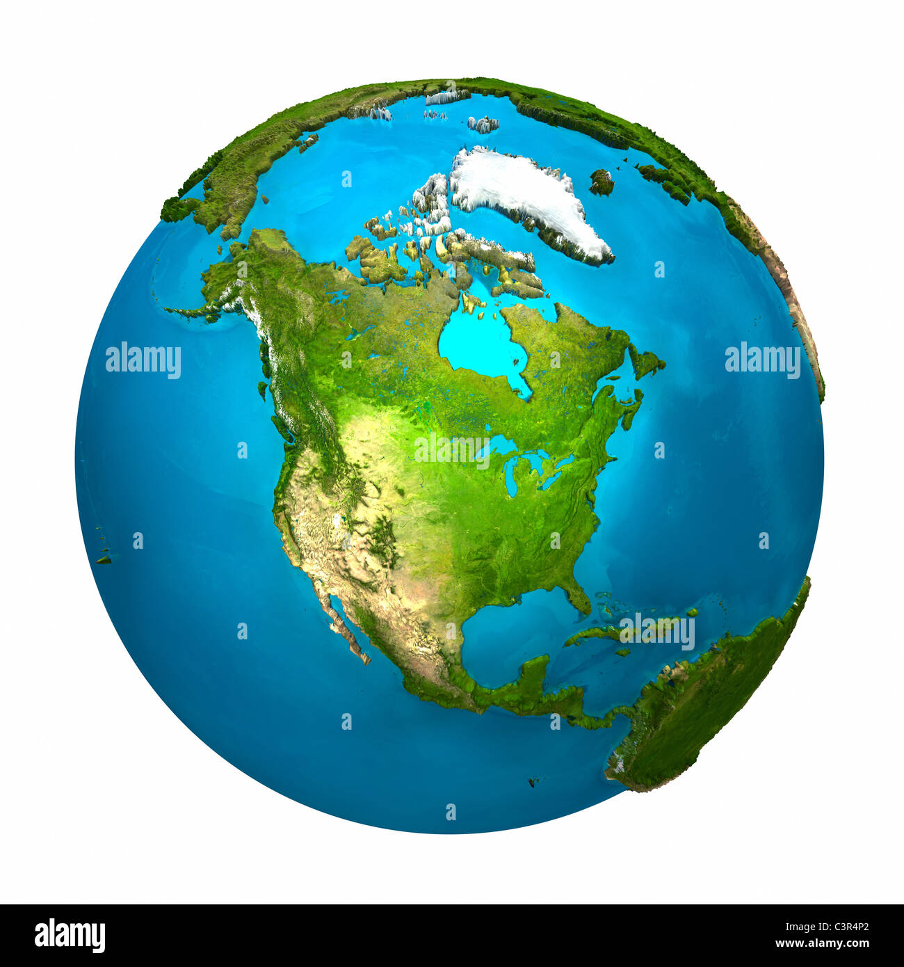 Planet Erde - Nordamerika - bunten Globus mit detaillierten und realistischen Oberfläche, 3d render Stockfoto