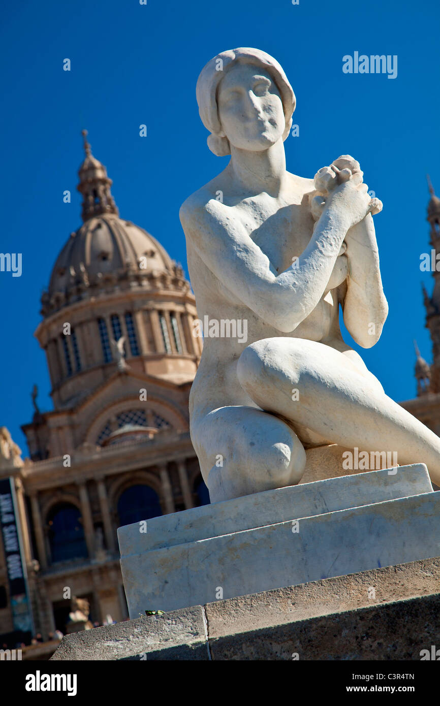 Spanien, Katalonien, Barcelona, Montjuic, Katalonien Nationalmuseum für Kunst (MNAC), Nationalpalast (Palau Nacional) Stockfoto