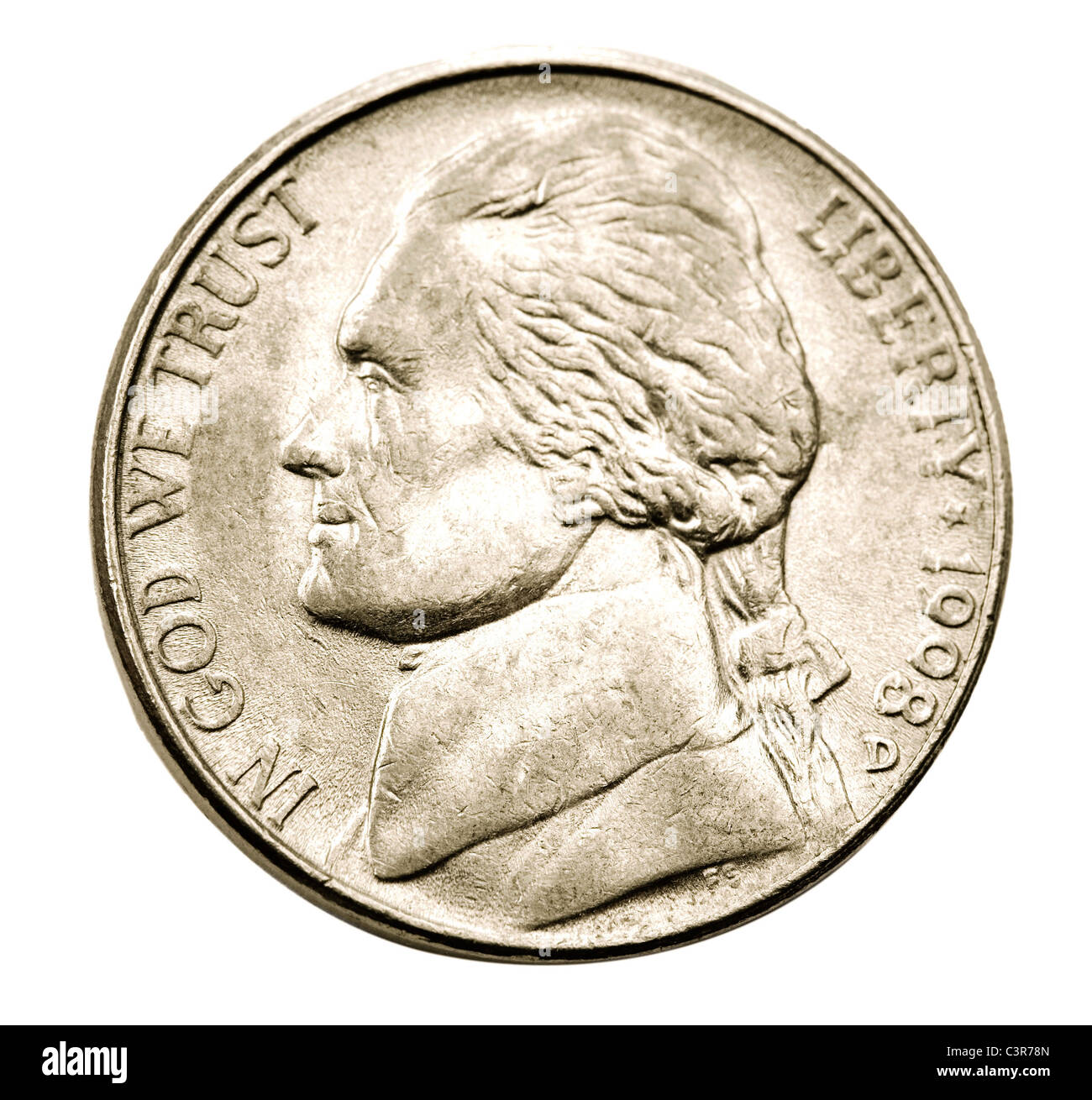 Ein US Münze isoliert auf weiß Stockfoto