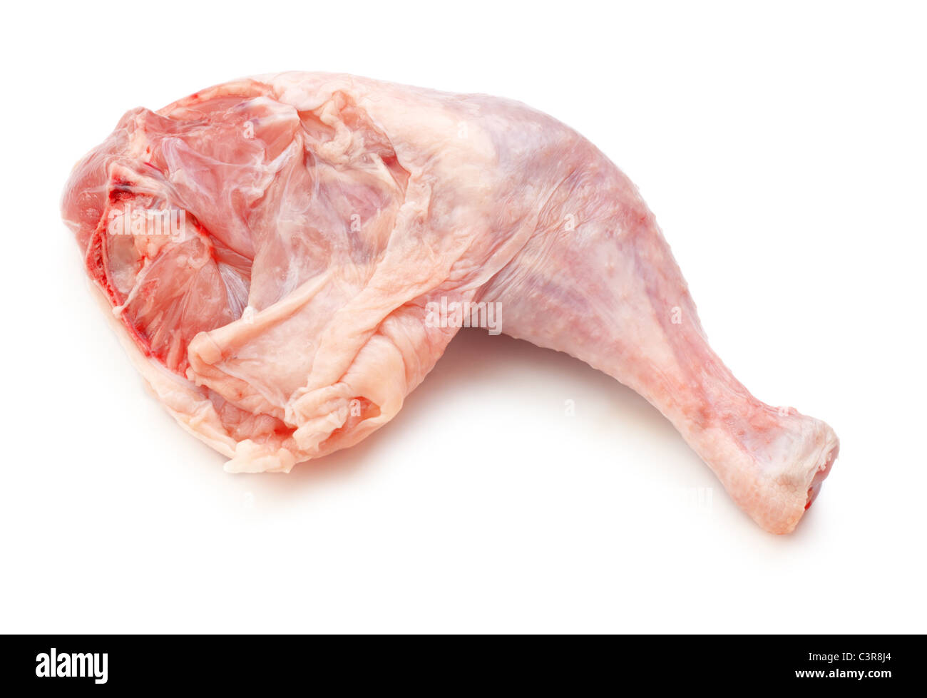 frische Hähnchenschenkel isoliert auf weißem Hintergrund Stockfoto