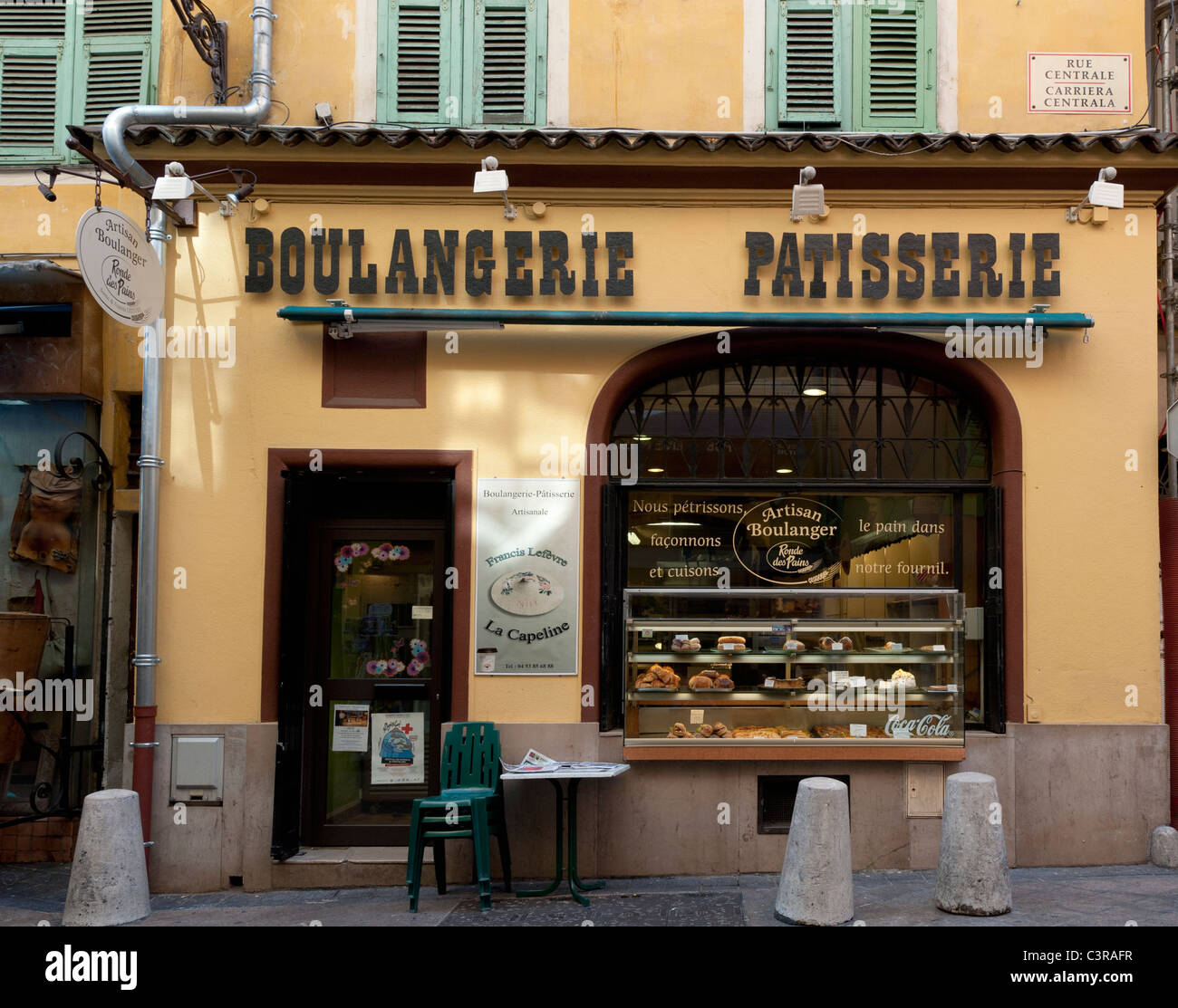 Eine Bäckerei in Rue Centrale im Bezirk Altstadt von Nizza Stockfoto