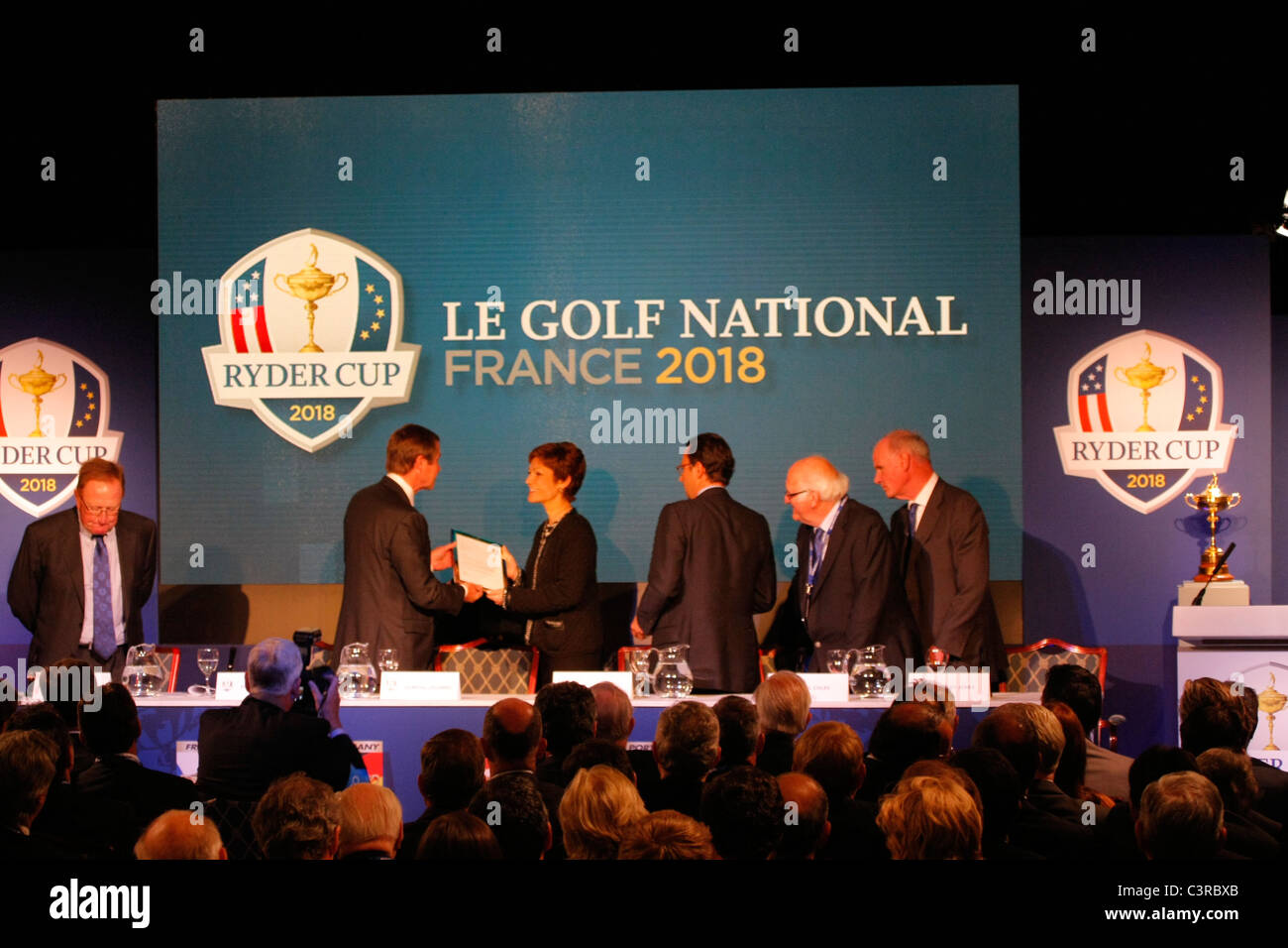 Frankreich wird als der Wirt Nation für den RYDER CUP 2018 bei Paris National Golf Club im Herbst 2018 gespielt werden angekündigt. Stockfoto