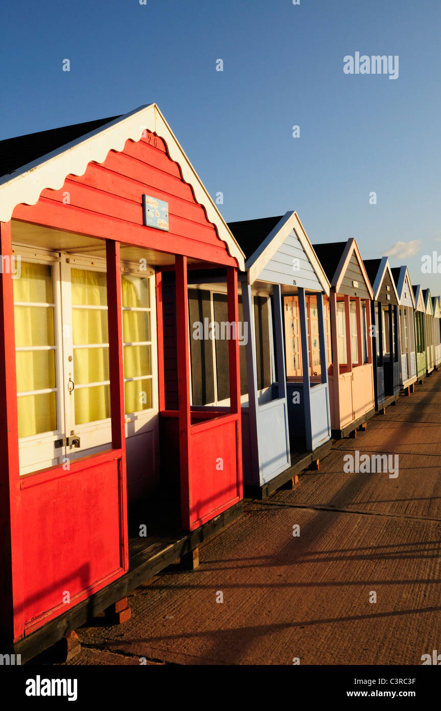 Strandhütten in Southwold, Suffolk, England, UK Stockfoto
