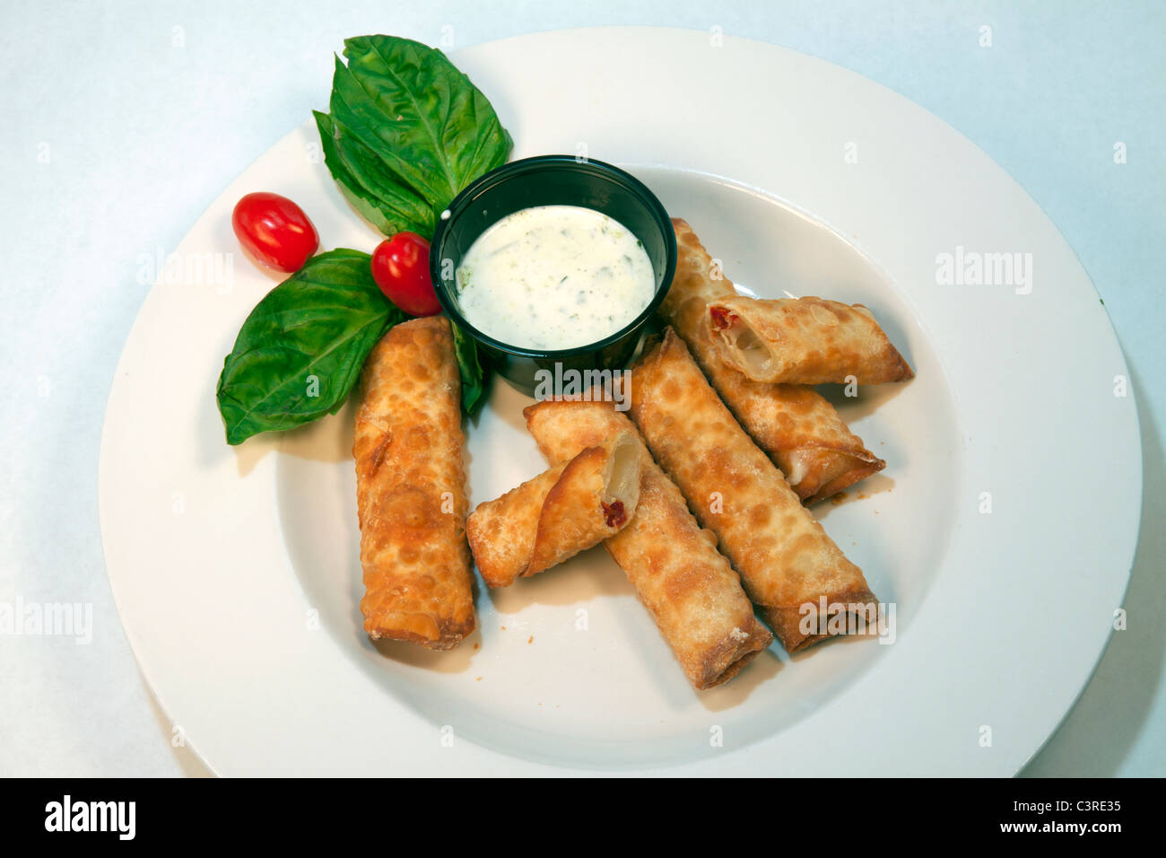 Panierte Käse-sticks Vorspeise mit Ranch Dressing USA Stockfoto