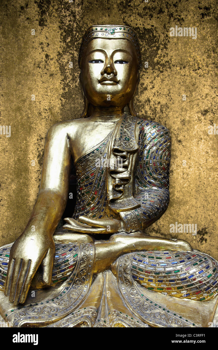 Hamburg, goldene Buddha-Statue, Nahaufnahme Stockfoto