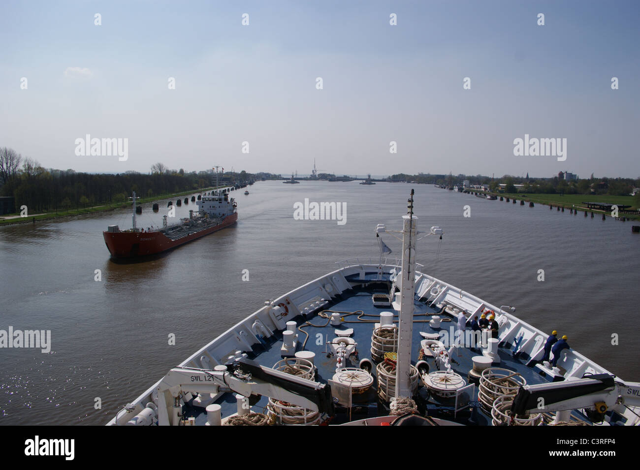 MS 'Marco Polo' auf dem Nord-Ostsee-Kanal, Schleswig-Holstein, Deutschland. Archivbild, verschrottet 2021 Stockfoto