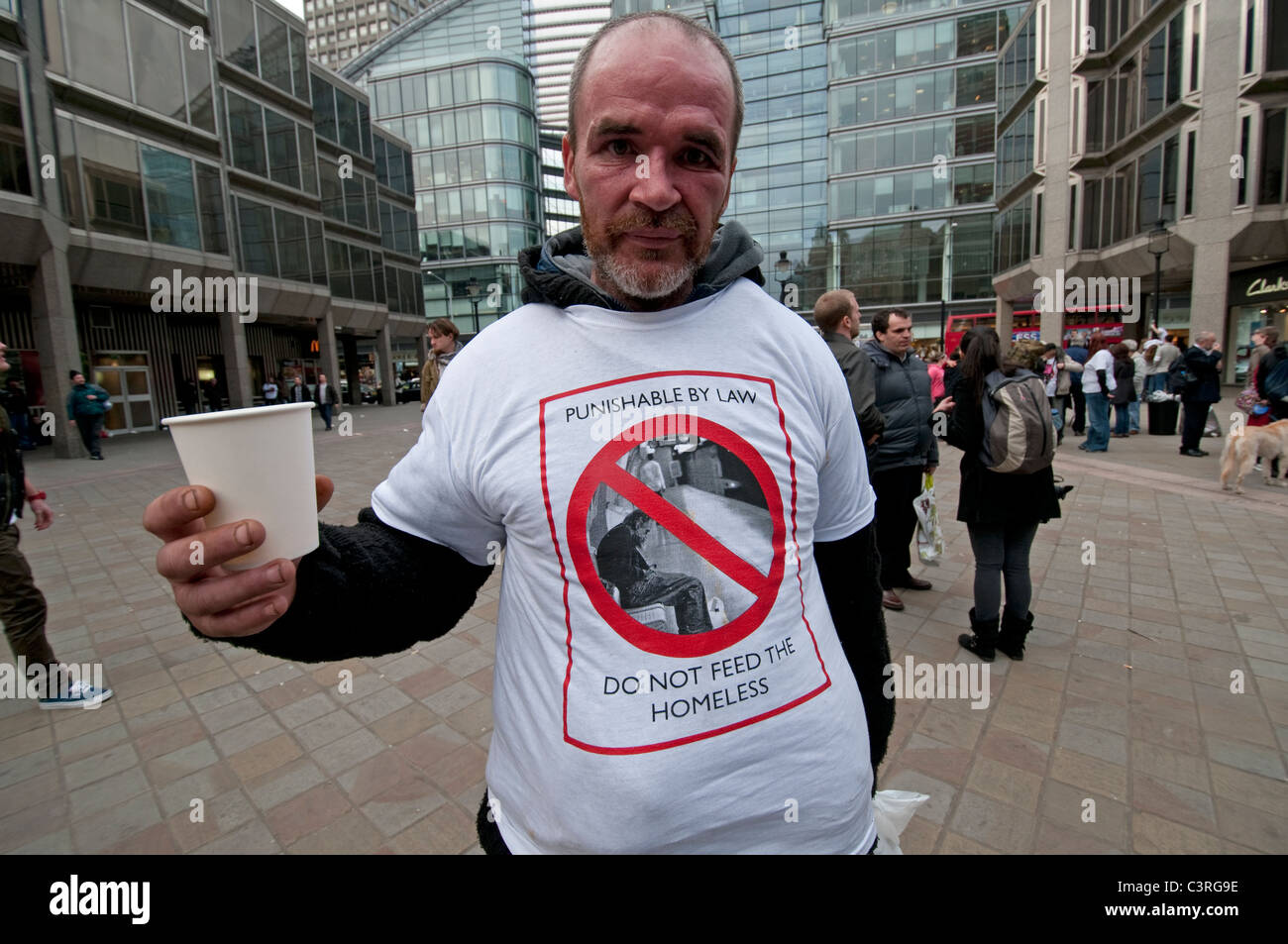 Obdachloser protestieren Zustand der Obdachlosen in London Stockfoto