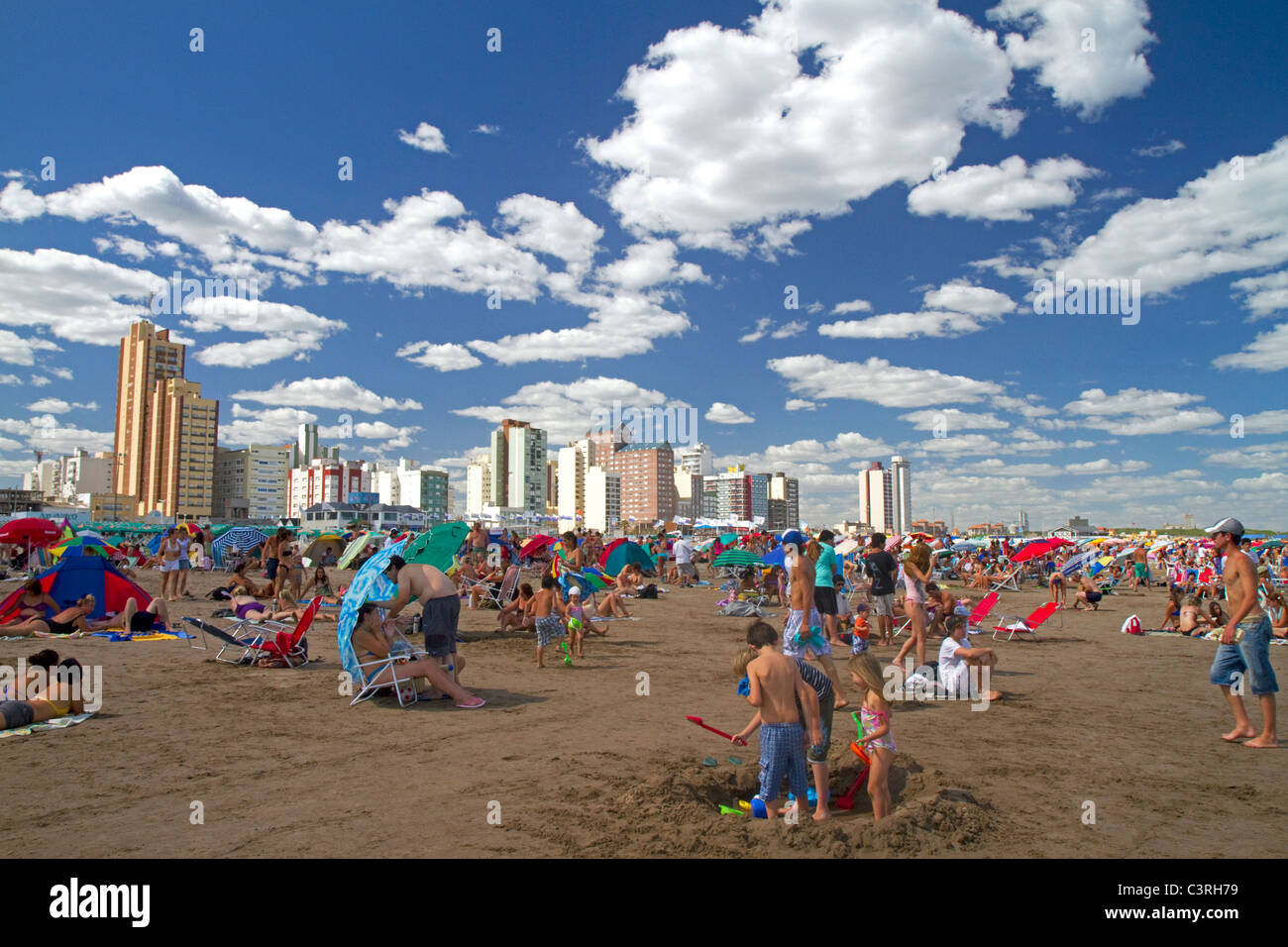 Strand-Szene im Miramar, Argentinien. Stockfoto