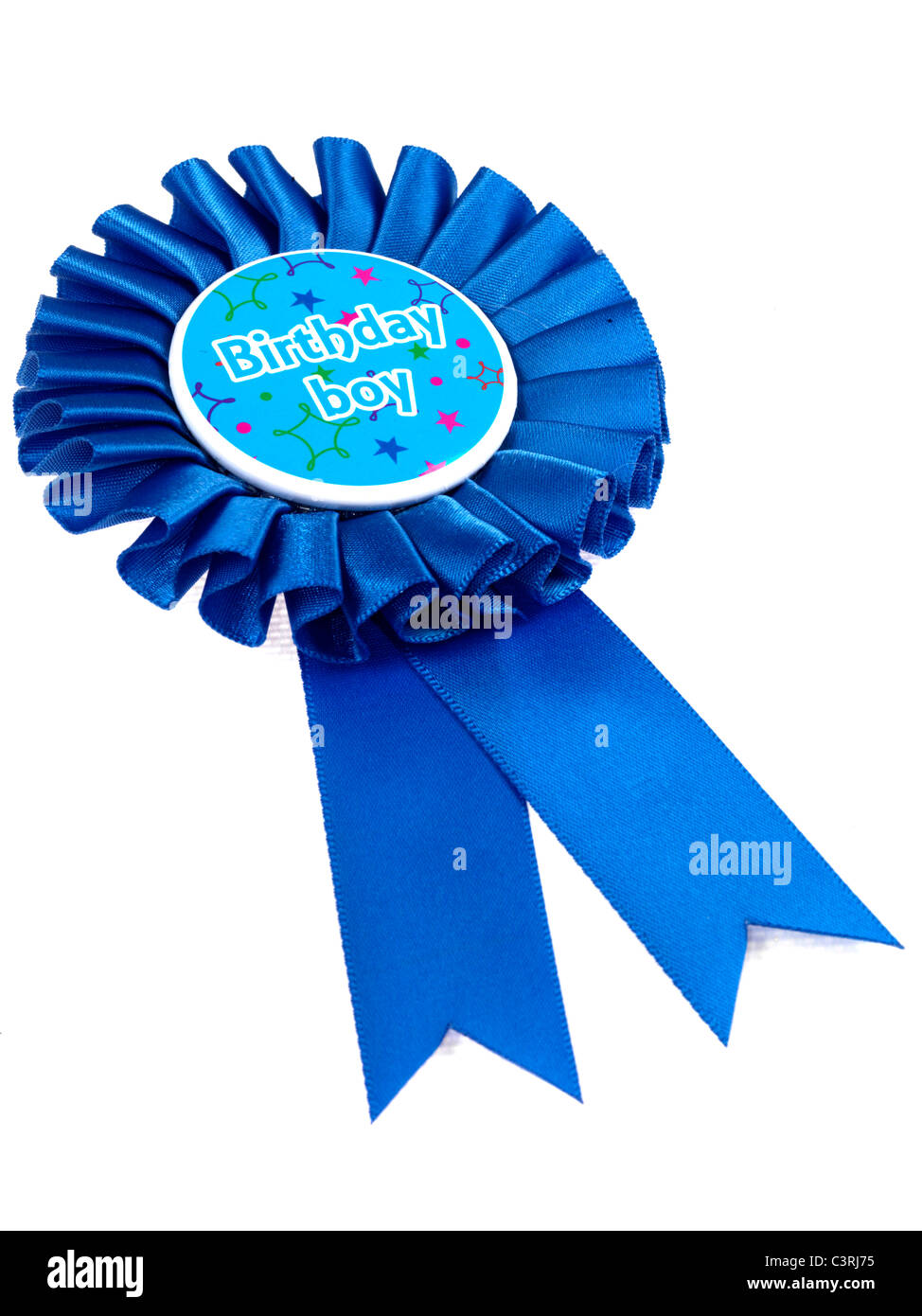 Blaue Geburtstag Rosette Stockfoto
