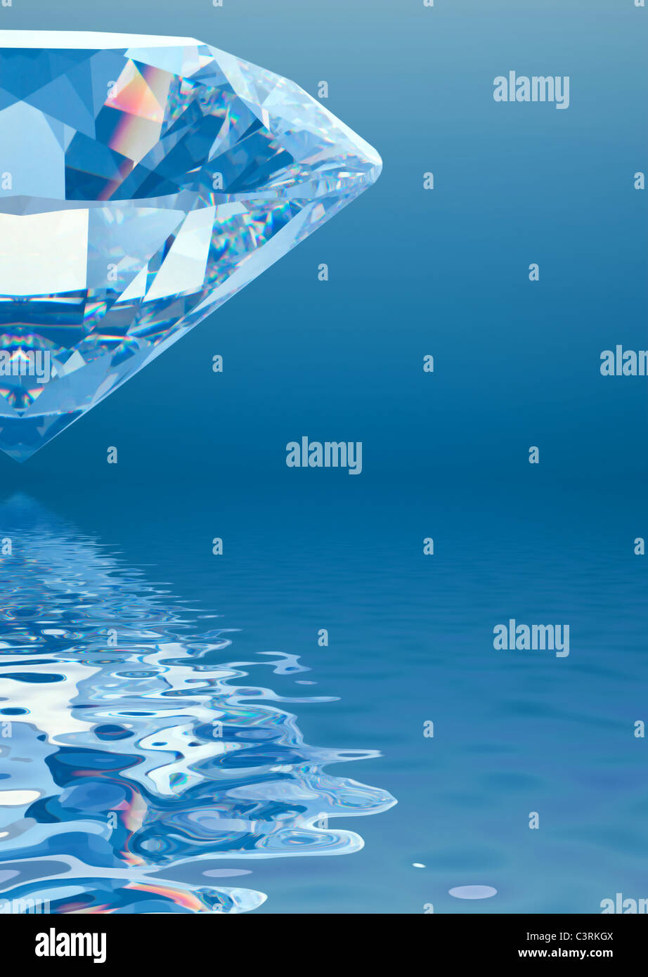 Blauer Diamant mit Spiegelung im Wasser Stockfoto