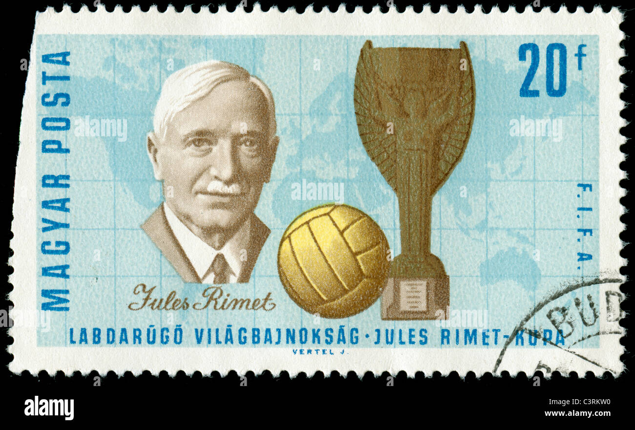 Stempel aus Ungarn mit Fußball Stockfoto