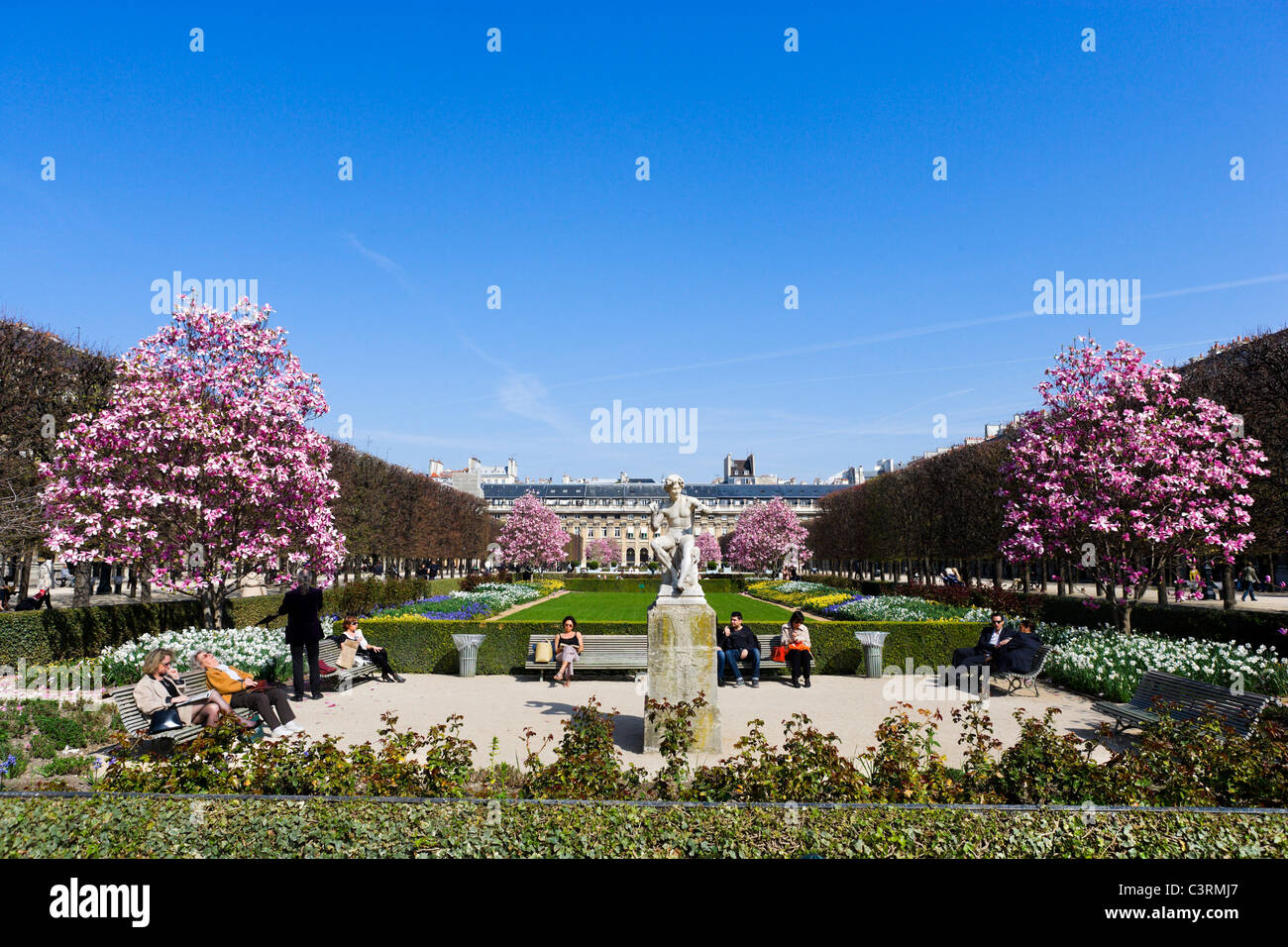 Gärten des Palais Royal, 1. Arrondissement, Paris, Frankreich Stockfoto