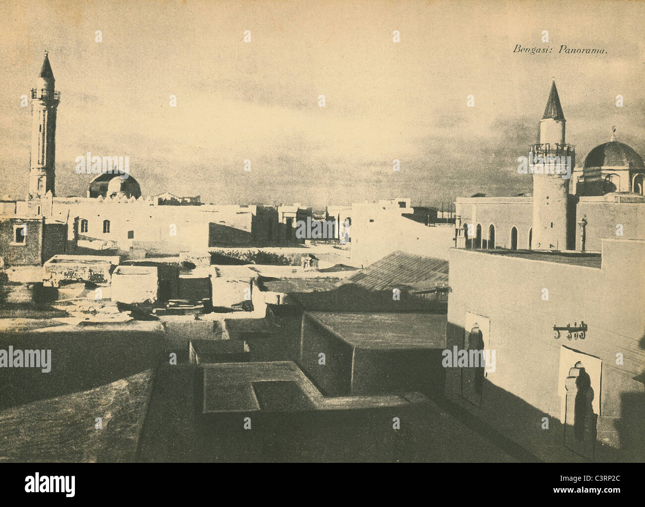 Ein Panorama in Bengasi während der italienischen Besatzung, 1930er Jahre. Aus der Commissariato per il Turismo in Libyen. Stockfoto