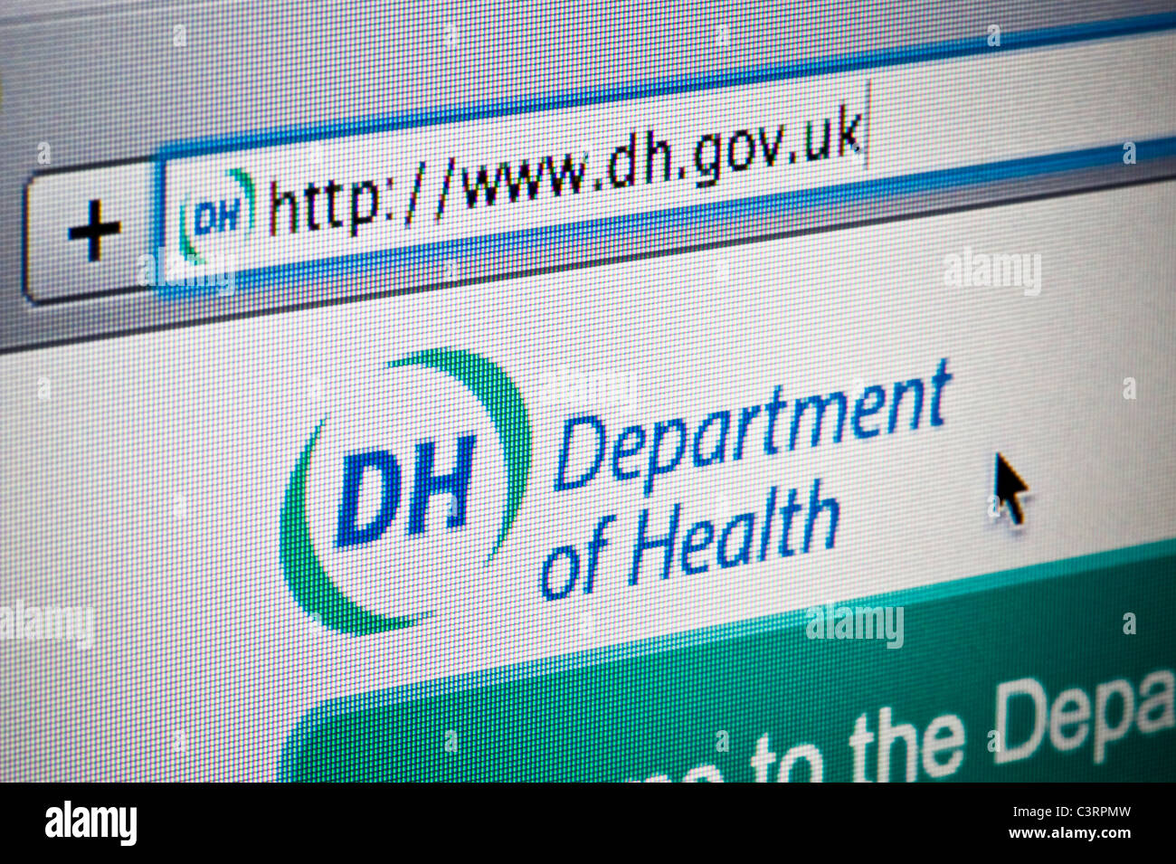 Nahaufnahme des Department of Health Logos, wie auf ihrer Website zu sehen. (Nur zur redaktionellen Verwendung: print, TV, e-Book und redaktionelle Webseite) Stockfoto