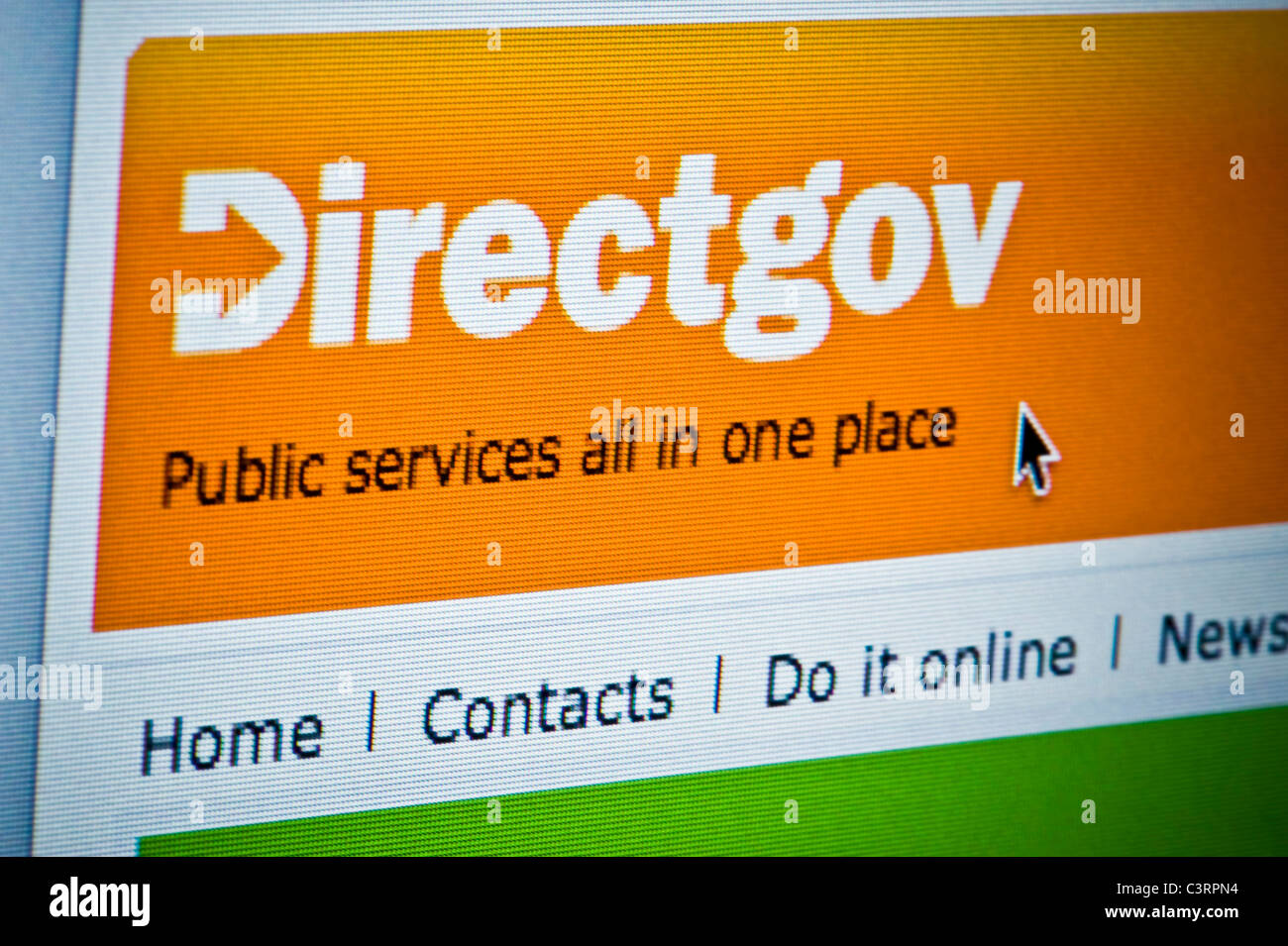 Nahaufnahme des Directgov Logos, wie auf ihrer Website zu sehen. (Nur zur redaktionellen Verwendung: print, TV, e-Book und redaktionelle Webseite). Stockfoto