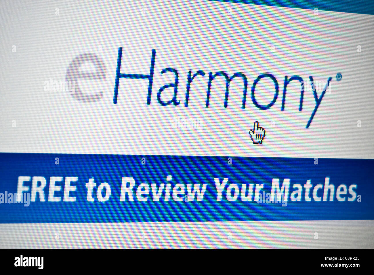Nahaufnahme des eHarmony Logos wie auf ihrer Website zu sehen. (Nur zur redaktionellen Verwendung: print, TV, e-Book und redaktionelle Webseite). Stockfoto