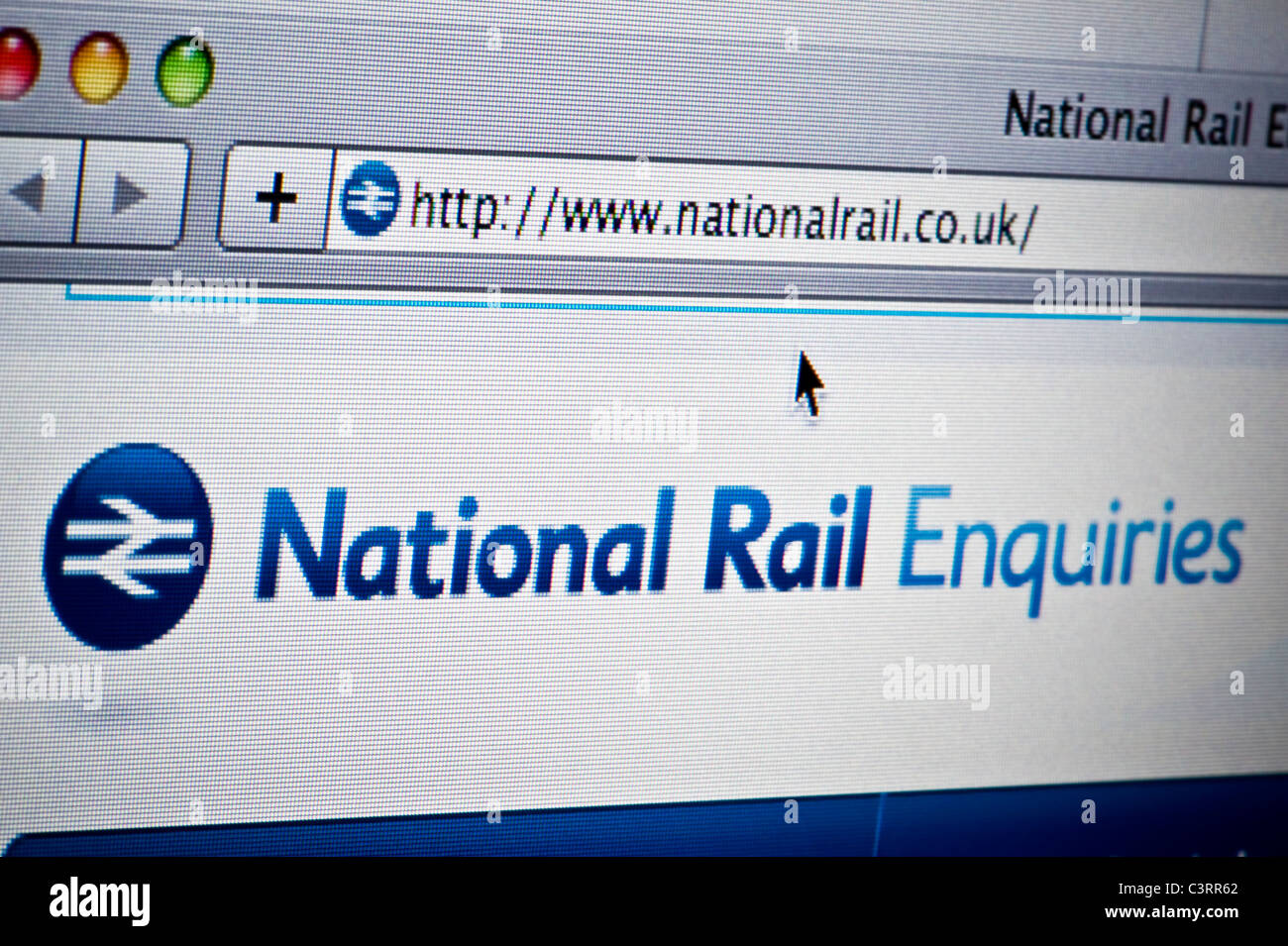 Close up Portrait of The National Rail-Logo wie auf ihrer Website zu sehen. (Nur zur redaktionellen Verwendung: print, TV, e-Book und redaktionelle Webseite). Stockfoto