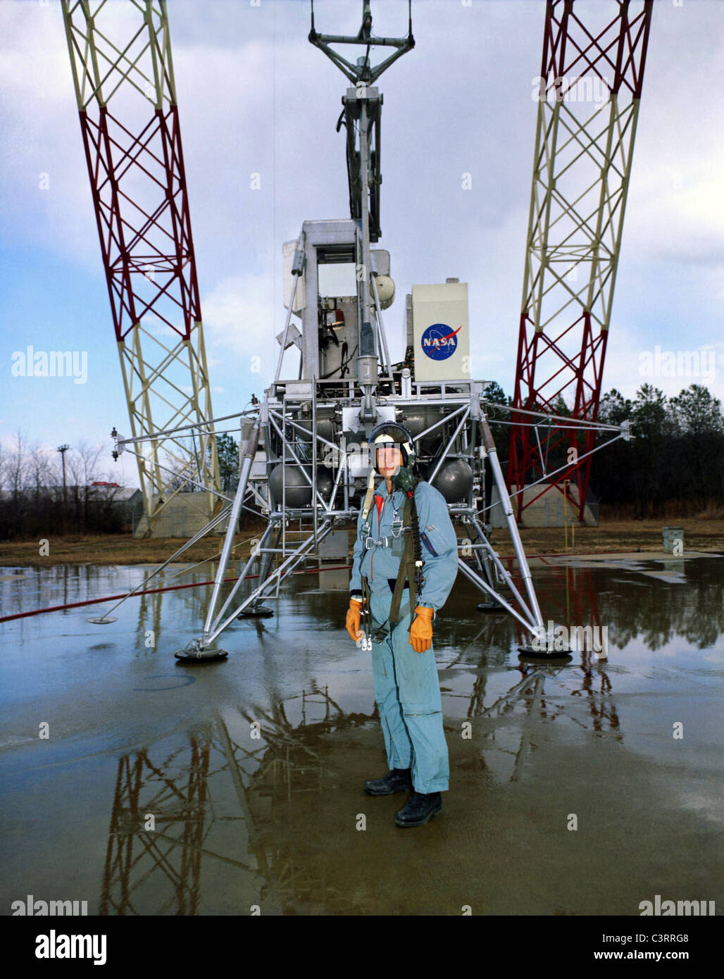 Neil Armstrong bei der Mondlandung Forschungseinrichtung. Stockfoto