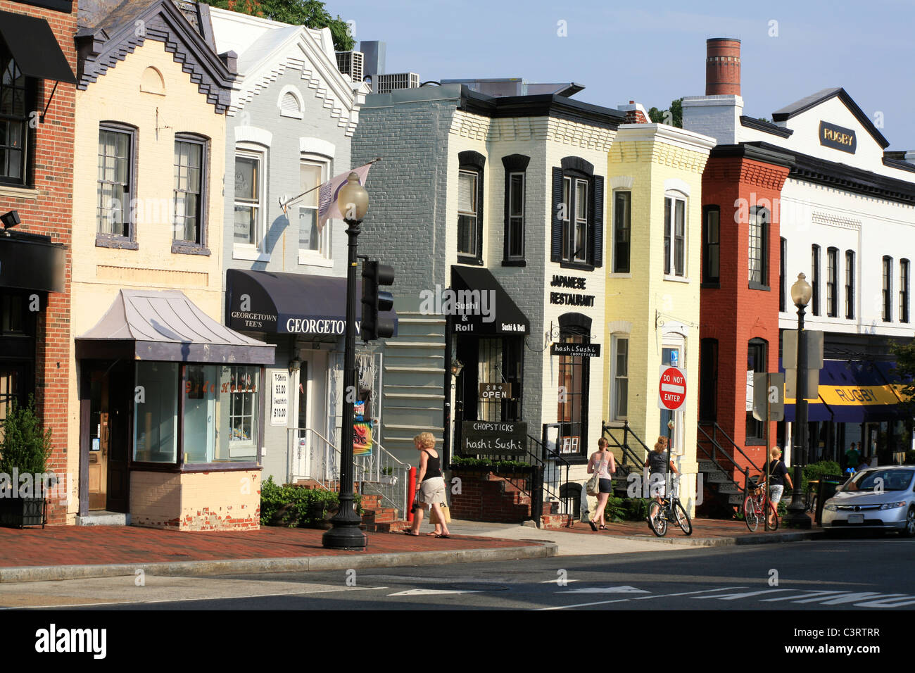 Läden und Geschäfte in Georgetown auf Wisconsin Avenue, Washington DC, USA Stockfoto