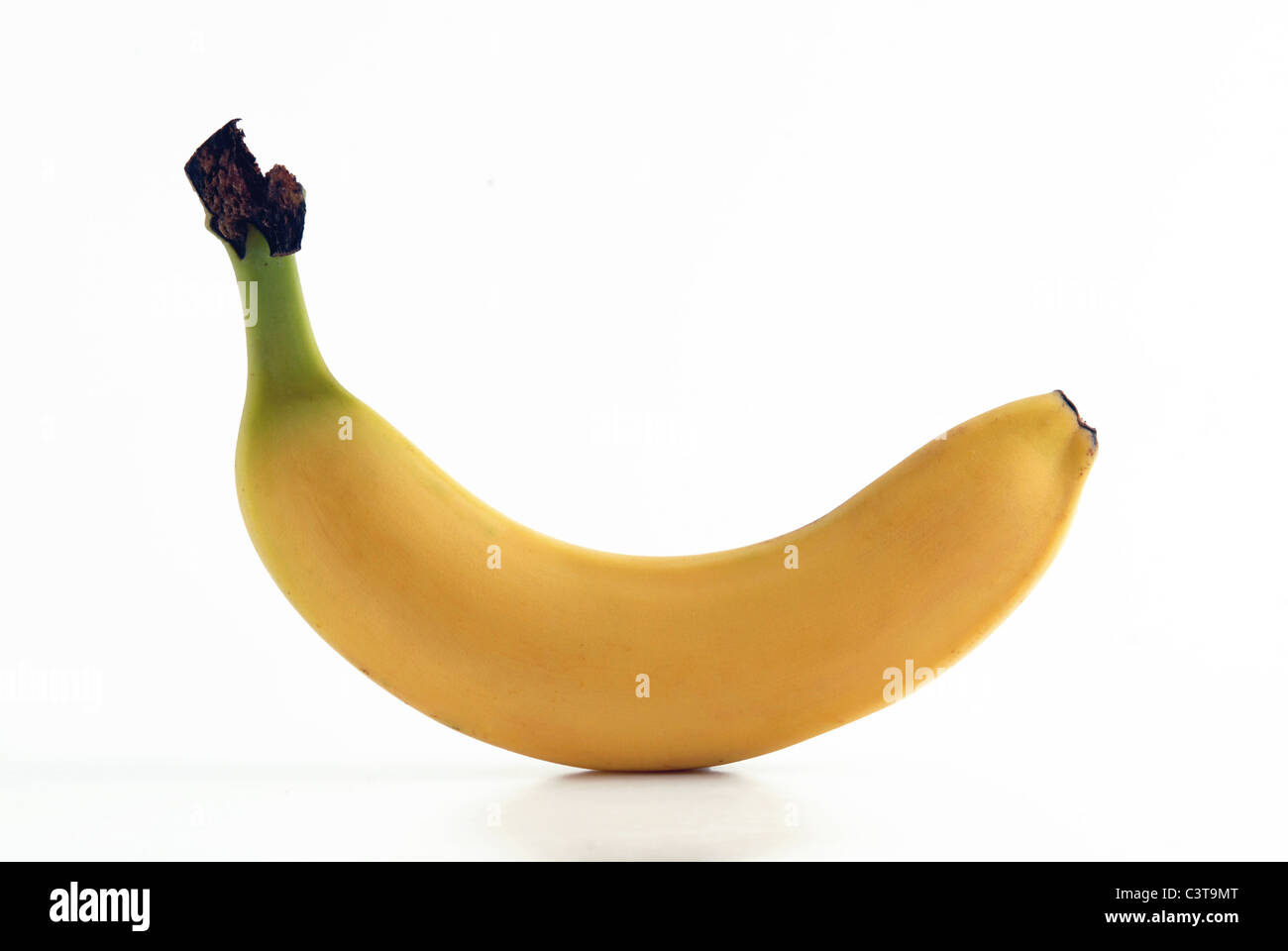 Reife Banane. Frisches Obst isoliert auf weißem Hintergrund. Stockfoto