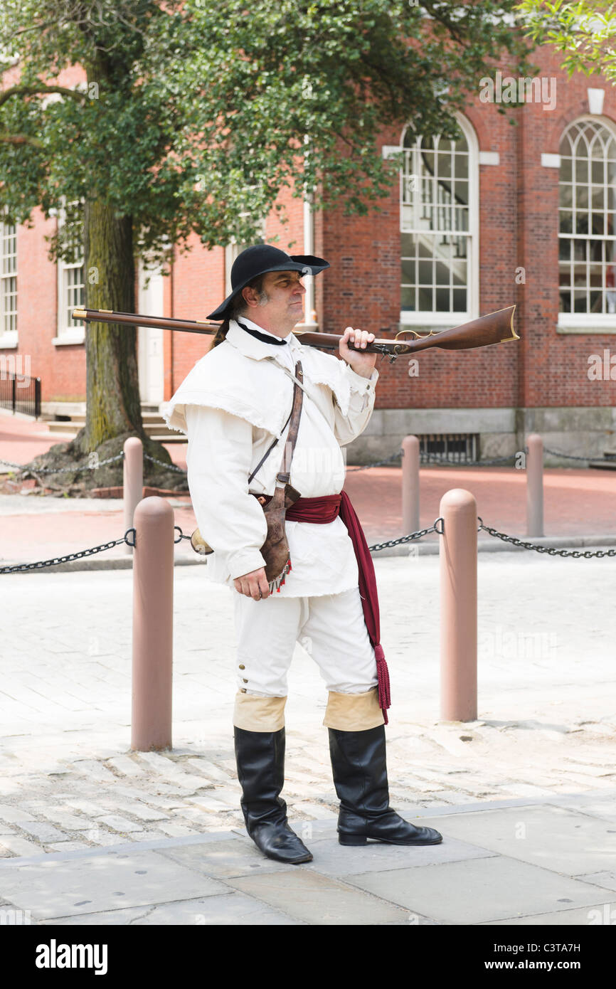 Mann in historischen Kostümen, Philadelphia Stockfoto