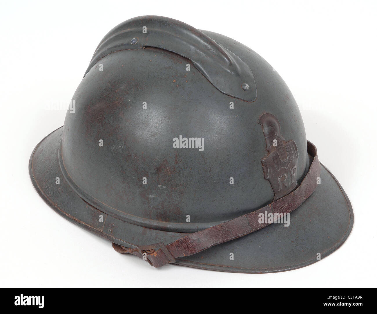 Französisch großen Krieg bekämpfen Helm... Blauer Horizont Weltkrieg Helm wie während WW1 von französischen Truppen genutzt. Stockfoto