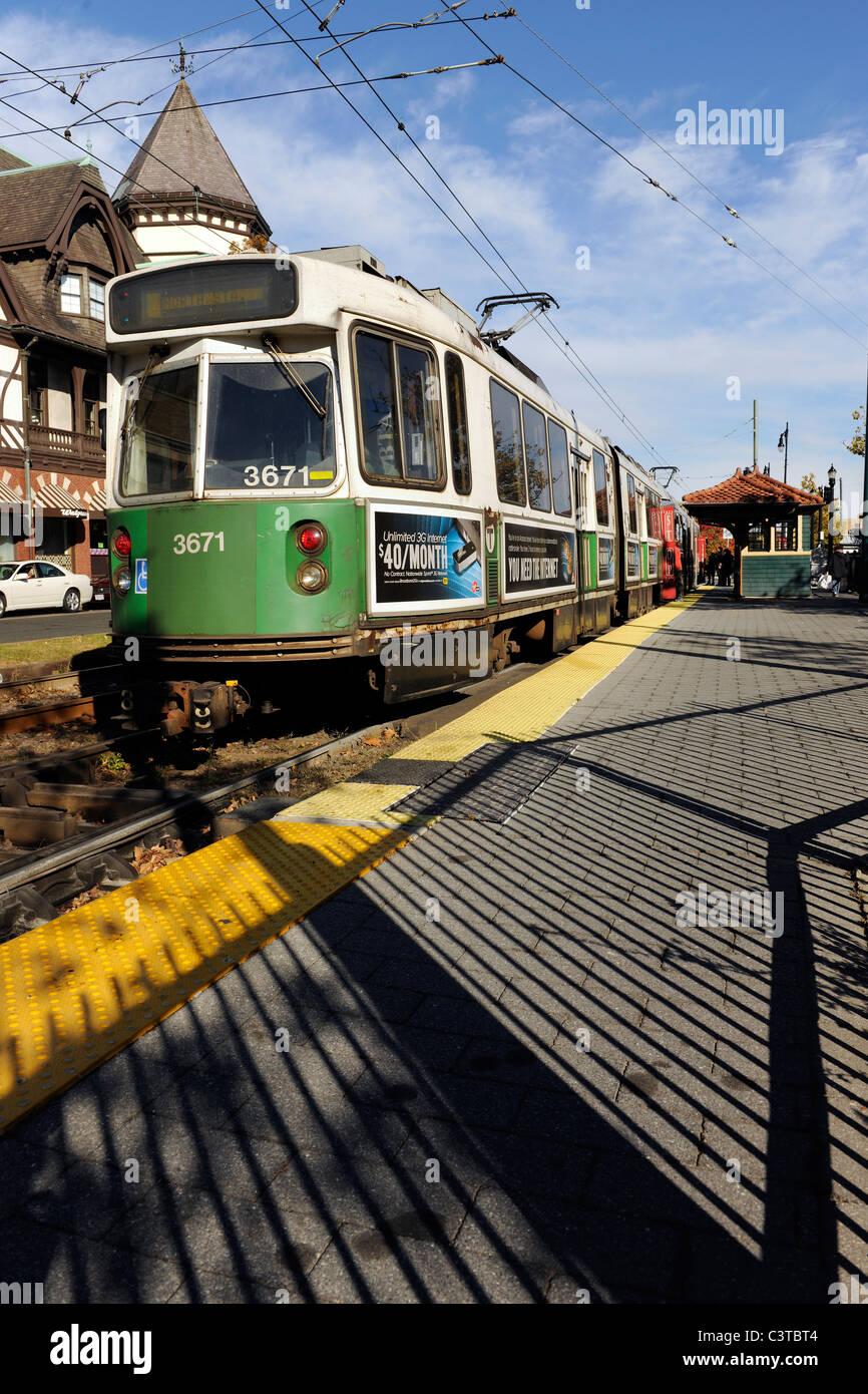 Straßenbahn auf u oder T, in Boston, Massachusetts Stockfoto