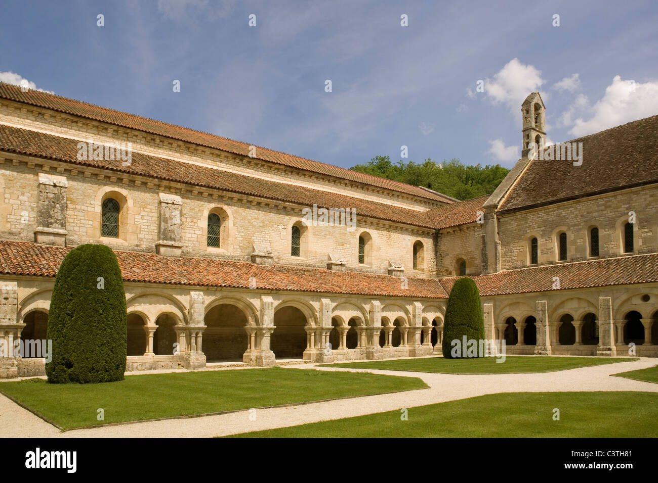 Frankreich Burgund Abtei von Fontenay, Kreuzgang Stockfoto