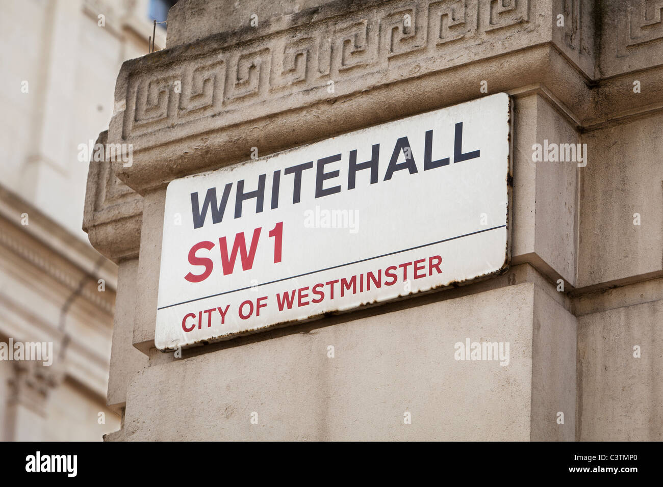 Straßenschild der Whitehall Street, London, England Stockfoto