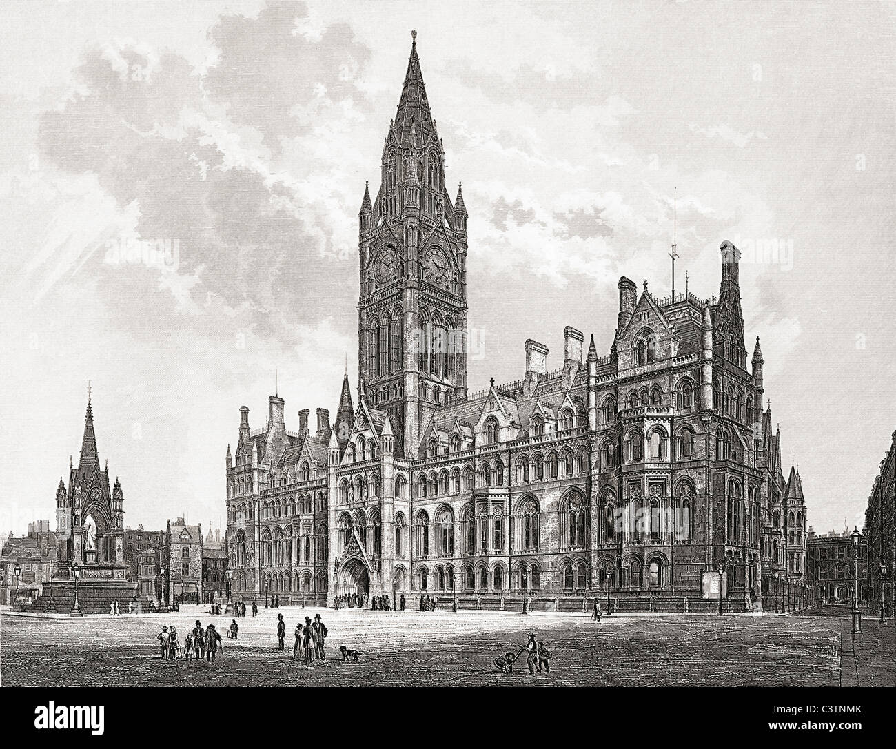 Rathaus von Manchester, Manchester, England Ende des 19. Jahrhunderts. Stockfoto