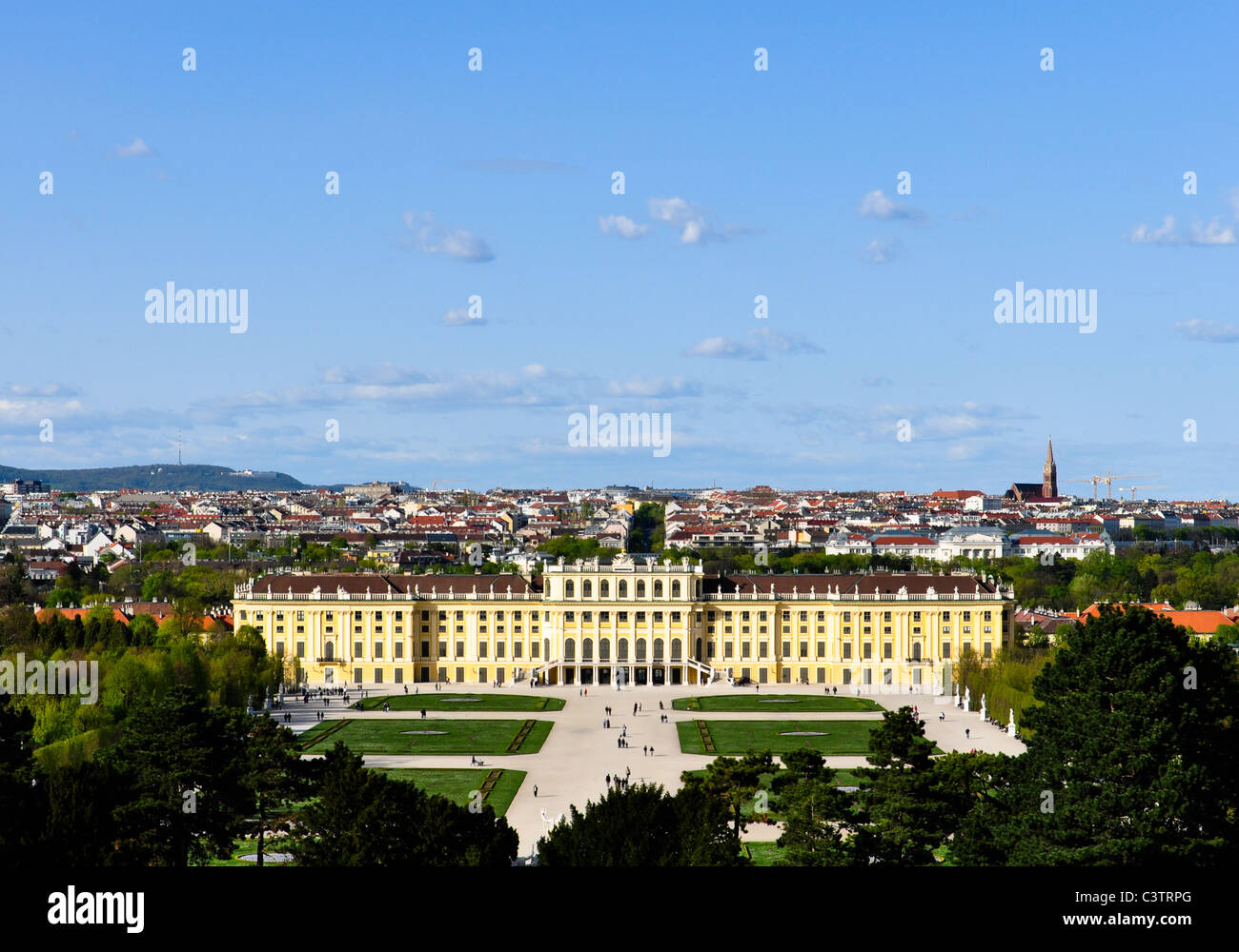schöner Ausblick über Wien und Schloss schönbrunn Stockfoto