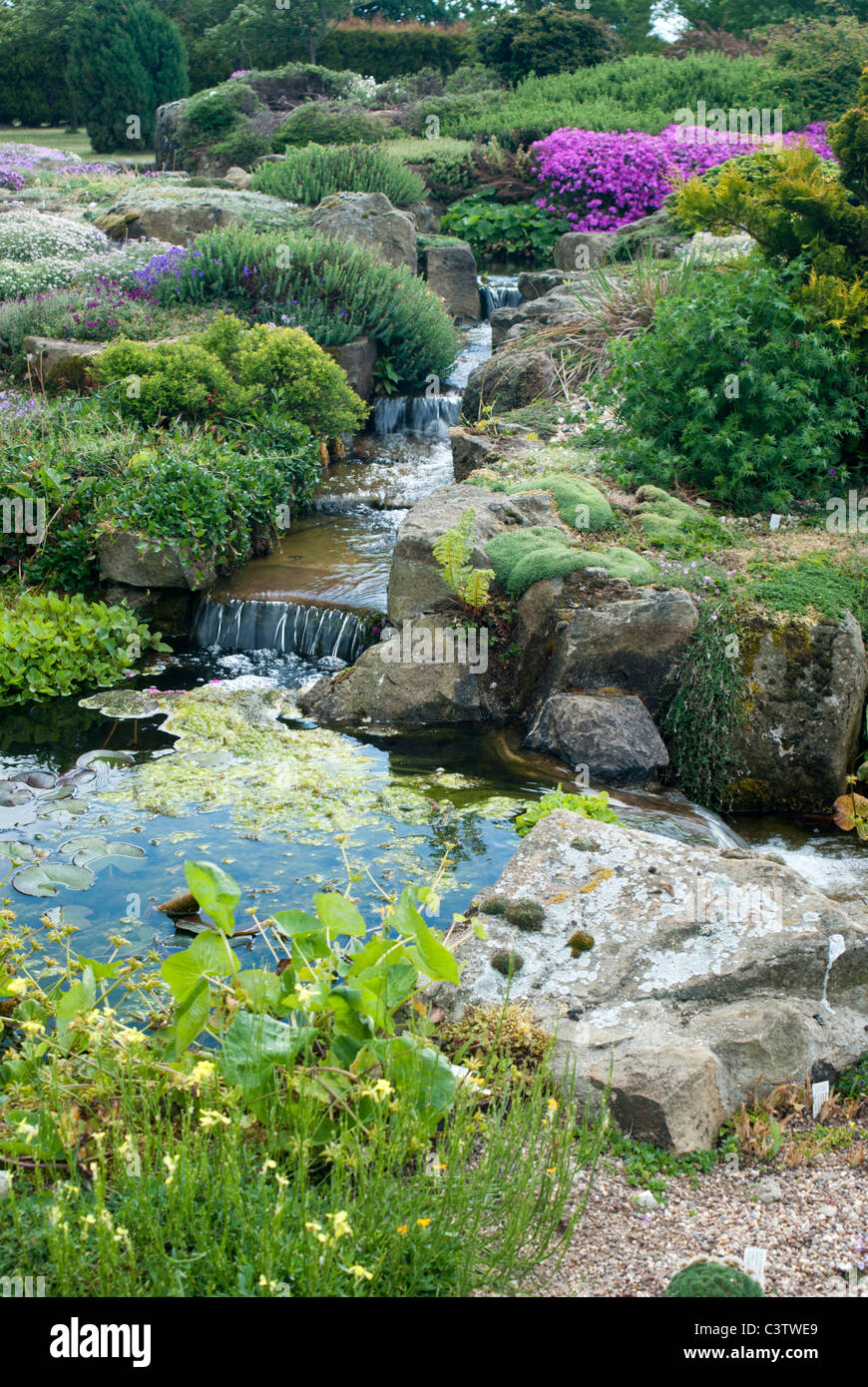Alpine Steingarten Mit Einem Wasserspiel Stockfotografie Alamy